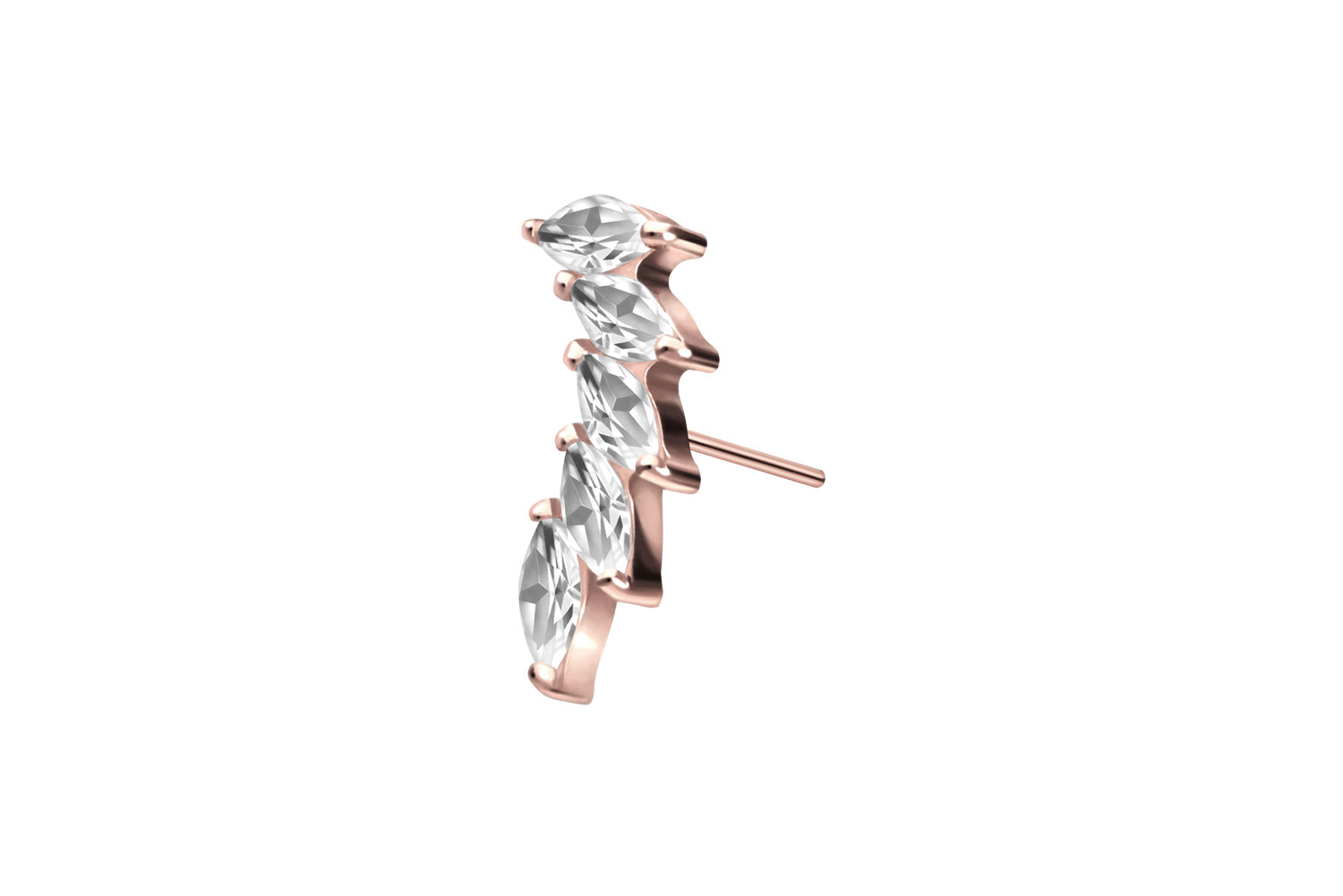 Titan Aufsatz mit Push Pin 5 EINGEFASSTE KRISTALLTROPFEN von Piercingline